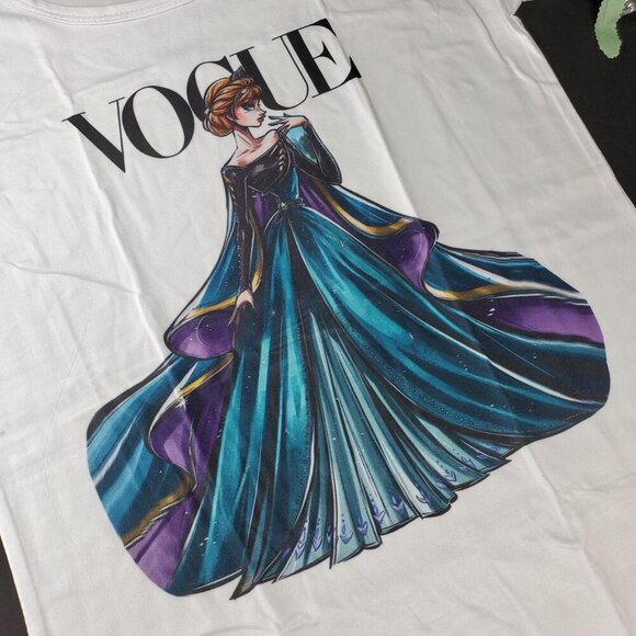 Frozen Anna Tee Shirt Women Princess Queen Gown Short Sleeve Knit T Shirt Blouse - Picture 4 of 9